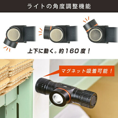 オーム電機 充電式LEDヘッドライト 1300ルーメン LC-HUS1300-K