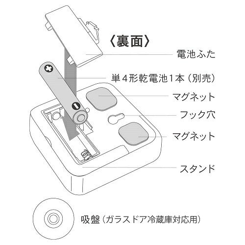 時計付き大画面デジタルタイマー ホワイト オーム COK-T141-W