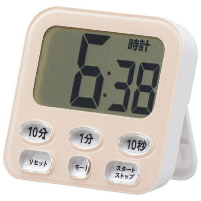 時計付き大画面デジタルタイマー ピンク オーム COK-T141-P