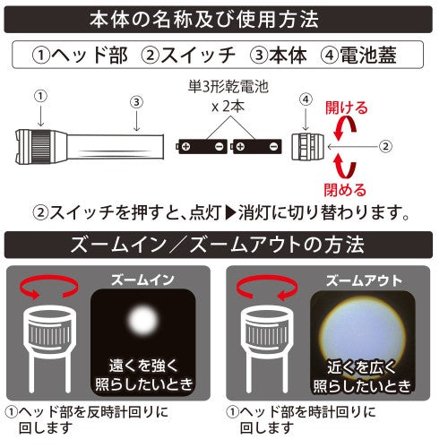 LEDズームライト 350ルーメン オーム LHA-Z35C5