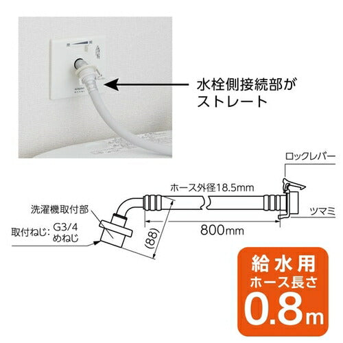 FB自動洗濯機給水ホース SANEI PT176-1X-0.8