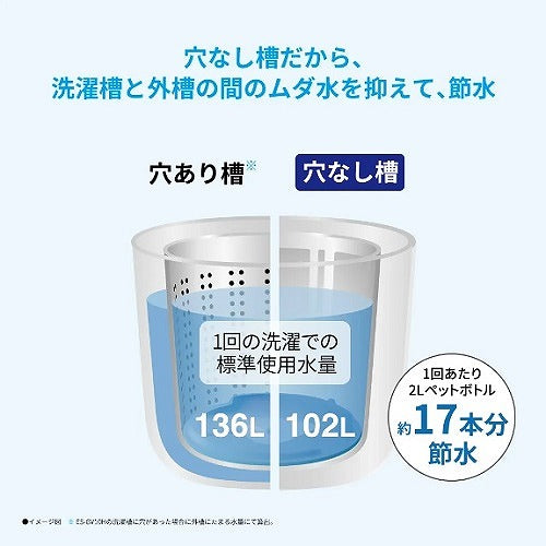 シャープ 全自動洗濯機 ES-GV10H-S シルバー 10kg 穴無し槽 節水