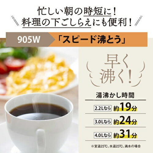 電気ポット VE電気まほうびん 優湯生 4.0L ソフトブラック 象印 CV-GD40 BM