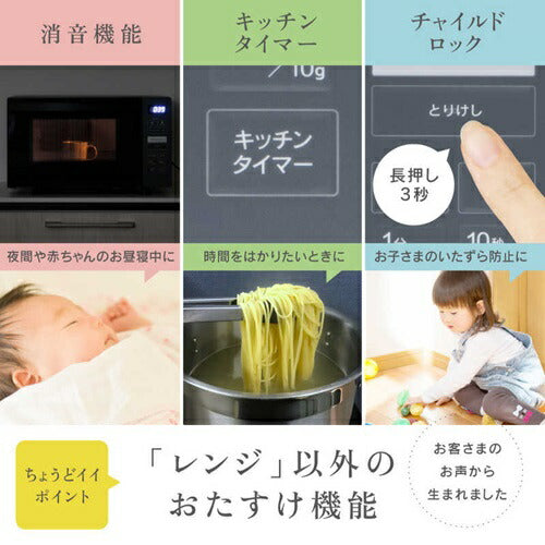 電子レンジ フラット 23L 電響社 DFR-G2324 ブラック 縦開き ヘルツフリー シンプル 新生活 単身