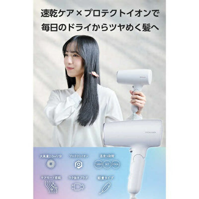 テスコム プロテクトイオン ヘアドライヤー TD561A-H 大風量 速乾 低温ケア ツヤ髪 マイナスイオン ブルーグレー