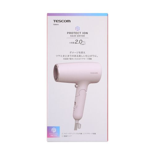 テスコム プロテクトイオン ヘアドライヤー TD561A-P 大風量 速乾 低温ケア ツヤ髪 マイナスイオン ピンク