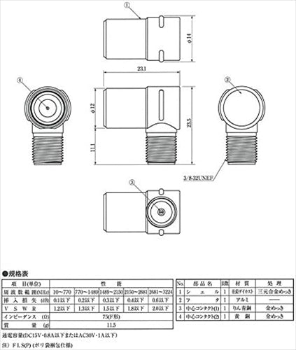 DXアンテナ 高シールドプラグ L形 FLS（P） アンテナパーツ