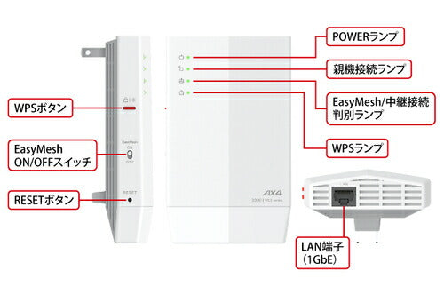 Wi-Fi中継機 11ax 2401+573Mbps AirStation ホワイト バッファロー WEX-3000AX4/D