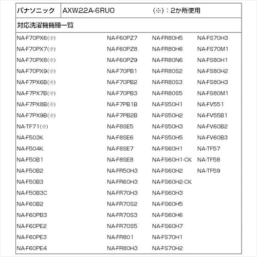 パナソニック 洗濯機用 糸くずフィルター AXW22A－6RU0