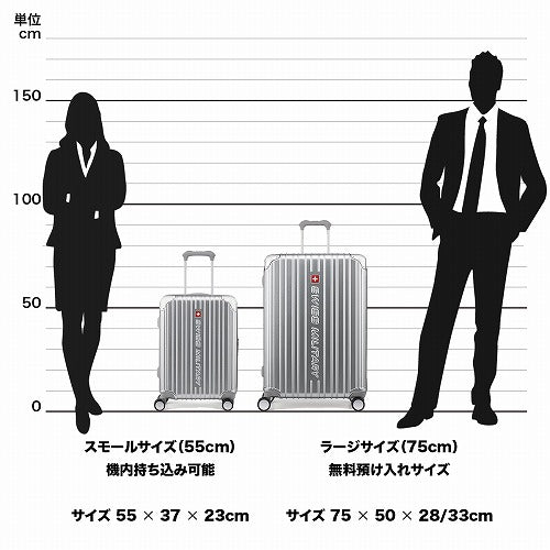 CYGNUS シグナス スーツケース キャリーケース 75cm 無料預入 98L ダブルファスナー 5cm拡張 TSAロック スーツケースカバー ネームタグ メタリックシルバー