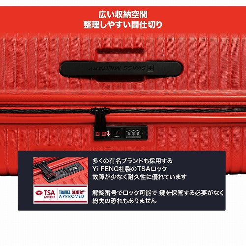 SWISS MILITARY COLORIS(コロリス) スーツケース SM-HB920-RED 54cm 機内持ち込み可/40L/TSAロック/ティンプティングレッド