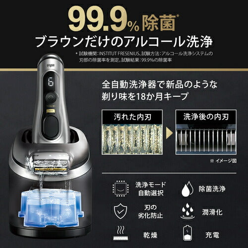 電気シェーバー 6in1全自動プレミアムアルコール洗浄器＆シェーバーケース付き シルバー BRAUN 9567cc-V