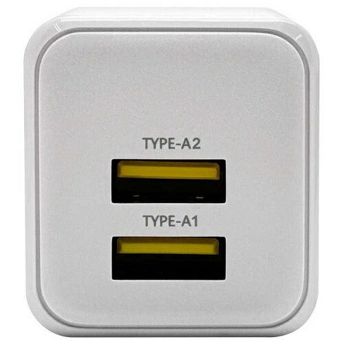 充電器 ACアダプター USB充電器 タイプA 2ポート 5V 2.4A 12W コンセント AC USB Type-A 2台同時 小型 コンパクト 持ち運び smart IC ホワイト ラスタバナナ RAC2A2A05WH