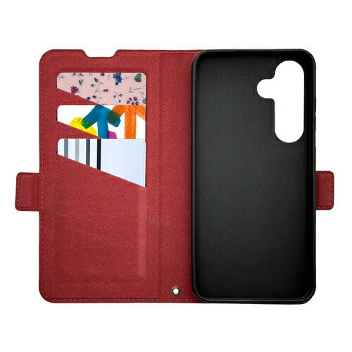 Galaxy S24用 手帳型 薄型 カード入れ スタンド機能 シンプル サイドマグネット BK RD ラスタバナナ 7823GS24BSMBKR