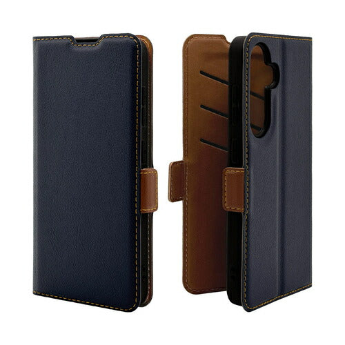 Galaxy S24用 手帳型 薄型 カード入れ スタンド機能 シンプル サイドマグネット NV BR ラスタバナナ 7824GS24BSMNVB