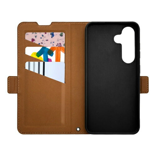 Galaxy S24用 手帳型 薄型 カード入れ スタンド機能 シンプル サイドマグネット NV BR ラスタバナナ 7824GS24BSMNVB
