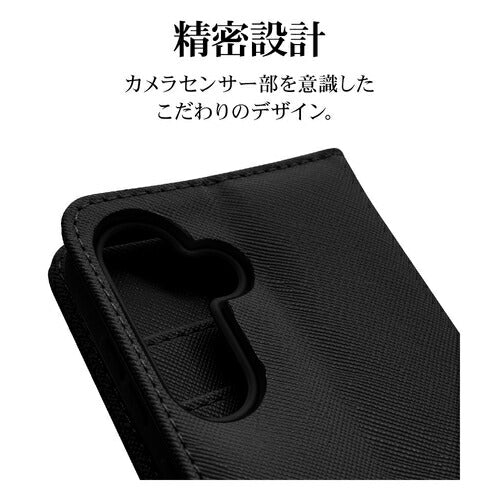 Galaxy S24用 手帳型 カード入れ スタンド機能 シンプル ハンドストラップ付き マグネット式 ブラック ラスタバナナ 7825GS24BHSBK