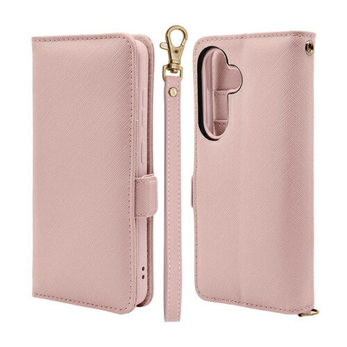 Galaxy S24用 手帳型 カード入れ スタンド機能 シンプル ハンドストラップ付き マグネット式 ピンク ラスタバナナ 7826GS24BHSLPK