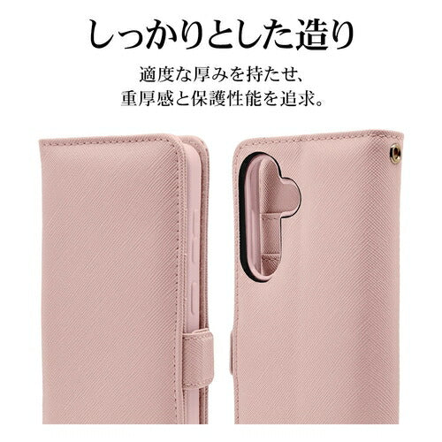 Galaxy S24用 手帳型 カード入れ スタンド機能 シンプル ハンドストラップ付き マグネット式 ピンク ラスタバナナ 7826GS24BHSLPK