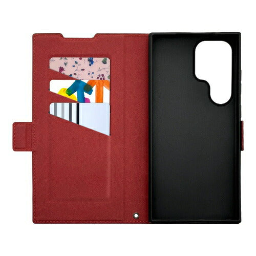 Galaxy S24 Ultra用 手帳型 薄型 カード入れ スタンド機能 シンプル サイドマグネット BK RD ラスタバナナ 7844GS24UBSMBKR