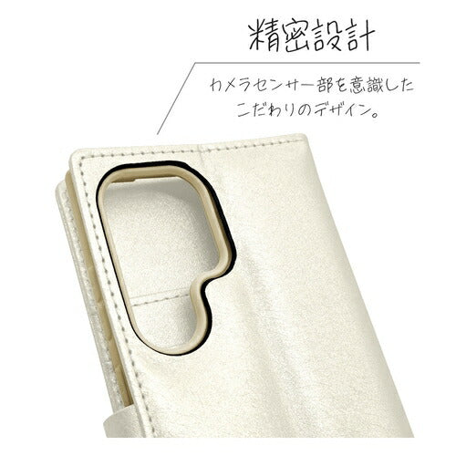 Galaxy S24 Ultra用 手帳型 viviana ミラー付き レディース ハンドストラップ付き マグネット式 ホワイト ラスタバナナ 7850GS24UBVIWH