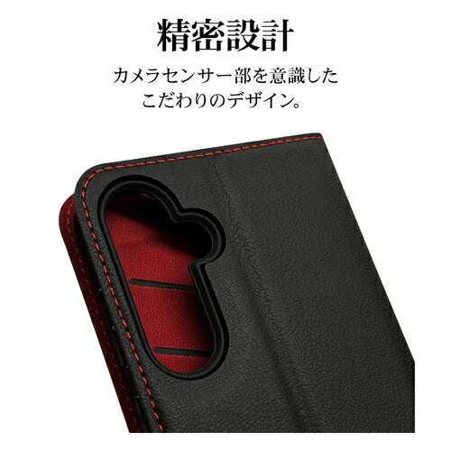 Galaxy A55 5G 手帳型 薄型 カード入れ おしゃれ スタンド機能 シンプル サイドマグネット BK×RD ラスタバナナ 7933GA55BSMBKR