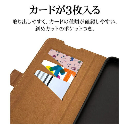 Galaxy A55 5G 手帳型 薄型 カード入れ おしゃれ スタンド機能 シンプル サイドマグネット NV×BR ラスタバナナ 7934GA55BSMNVB