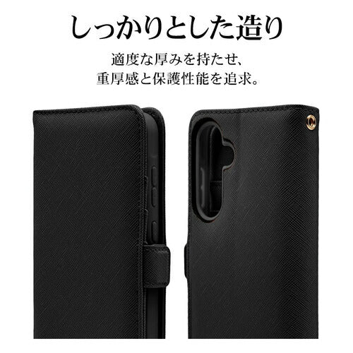 Galaxy A55 5G 手帳型 カード入れ おしゃれ スタンド機能 シンプル ハンドストラップ付き マグネット式 ブラック ラスタバナナ 7935GA55BHSBK
