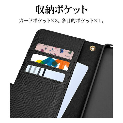 Xperia 10 VI用 手帳型 カード入れ おしゃれ スタンド機能 シンプル ハンドストラップ付き マグネット式 ブラック エクスペリア ラスタバナナ 7967XP106BHSBK