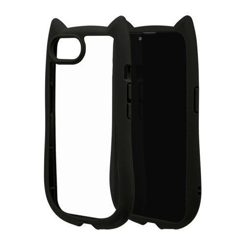 iPhone 16e用 MIMI 猫耳ハイブリッドケース 背面クリア TPUバンパーケース（ブラック） ラスタバナナ 8653IP5EHPBK