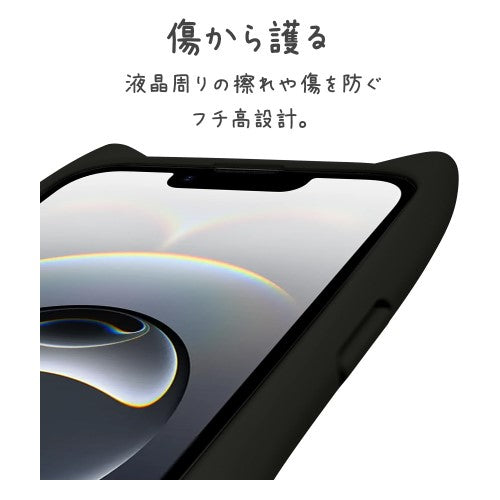 iPhone 16e用 MIMI 猫耳ハイブリッドケース 背面クリア TPUバンパーケース（ブラック） ラスタバナナ 8653IP5EHPBK