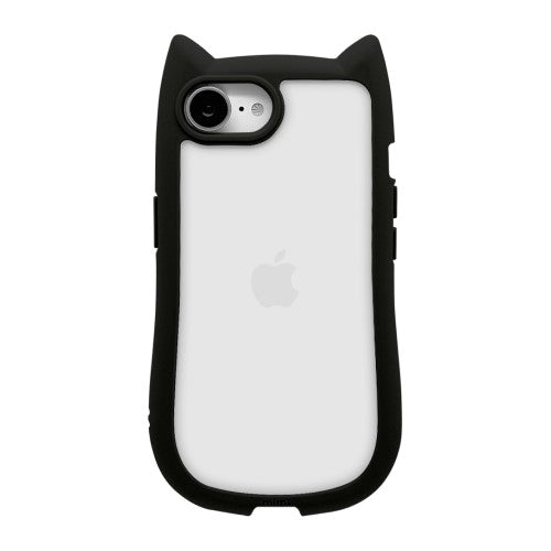 iPhone 16e用 MIMI 猫耳ハイブリッドケース 背面クリア TPUバンパーケース（ブラック） ラスタバナナ 8653IP5EHPBK