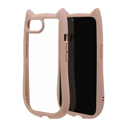 iPhone 16e用 MIMI 猫耳ハイブリッドケース 背面クリア TPUバンパーケース（スモーキーピンク） ラスタバナナ 8654IP5EHPSPK