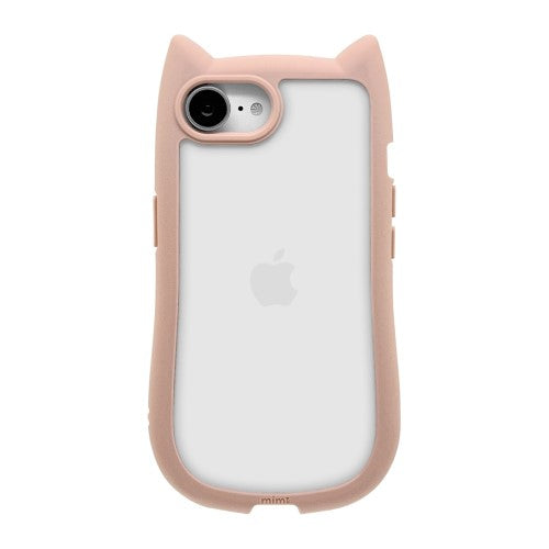 iPhone 16e用 MIMI 猫耳ハイブリッドケース 背面クリア TPUバンパーケース（スモーキーピンク） ラスタバナナ 8654IP5EHPSPK