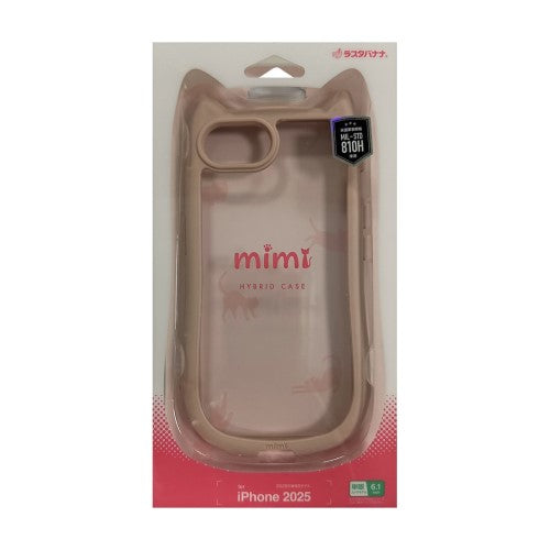 iPhone 16e用 MIMI 猫耳ハイブリッドケース 背面クリア TPUバンパーケース（スモーキーピンク） ラスタバナナ 8654IP5EHPSPK