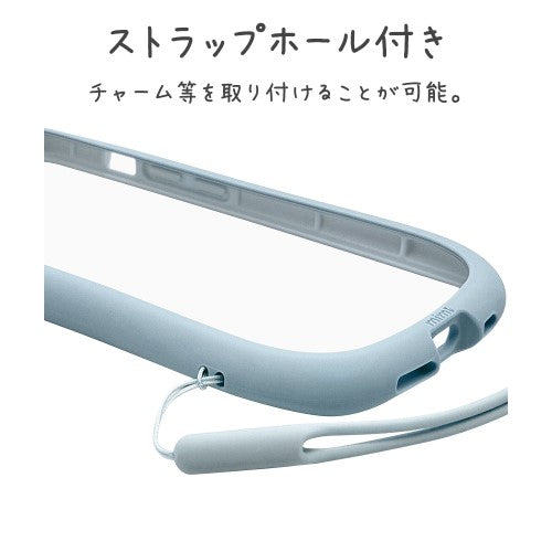 iPhone 16e用 MIMI 猫耳ハイブリッドケース 背面クリア TPUバンパーケース（スモーキーブルー） ラスタバナナ 8655IP5EHPSBL