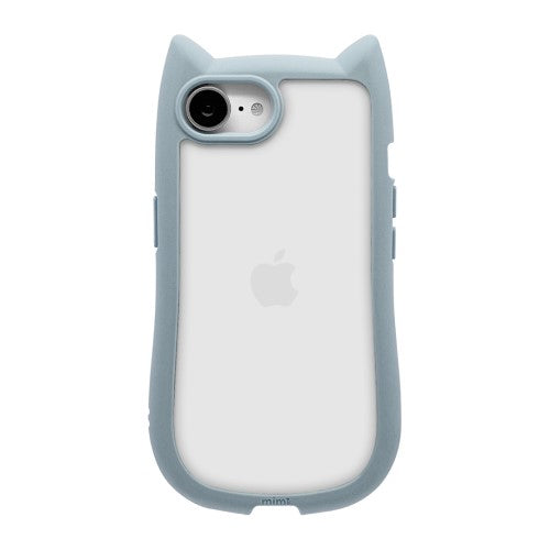 iPhone 16e用 MIMI 猫耳ハイブリッドケース 背面クリア TPUバンパーケース（スモーキーブルー） ラスタバナナ 8655IP5EHPSBL