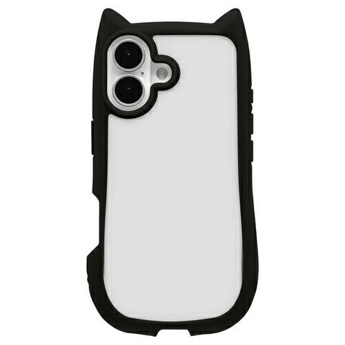 iPhone17 ケース カバー ハイブリッド mimi ネコミミ 耐衝撃吸収 MIL 背面クリア TPUバンパーケース ワイヤレス充電対応 ブラック ラスタバナナ 8905IP5AHPBK