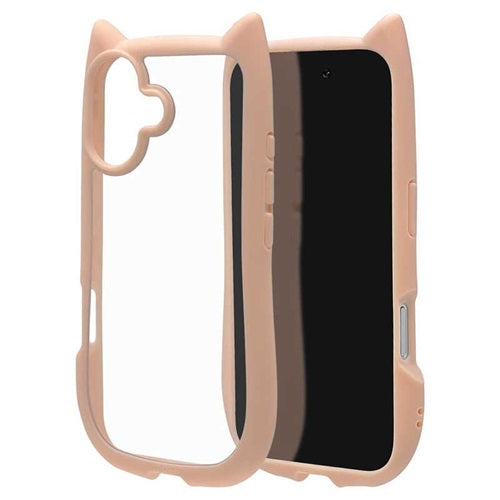 iPhone17 ケース カバー ハイブリッド mimi ネコミミ 耐衝撃吸収 MIL 背面クリア TPUバンパーケース ワイヤレス充電対応 スモーキーピンク ラスタバナナ 8906IP5AHPSPK
