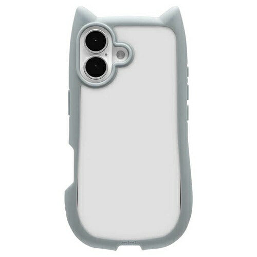 iPhone17 ケース カバー ハイブリッド mimi ネコミミ 耐衝撃吸収 MIL 背面クリア TPUバンパーケース ワイヤレス充電対応 スモーキーブルー ラスタバナナ 8907IP5AHPSBL