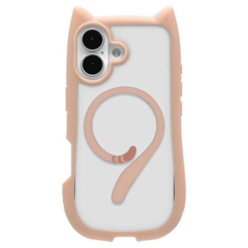 iPhone17 ケース カバー ハイブリッド MagSafe対応 マグネット充電 mimi ネコミミ 耐衝撃吸収 MIL 背面クリア TPUバンパーケース ワイヤレス充電 スモーキーピンク ラスタバナナ 8911IP5AHPMSPK