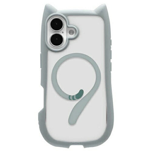 iPhone17 ケース カバー ハイブリッド MagSafe対応 マグネット充電 mimi ネコミミ 耐衝撃吸収 MIL 背面クリア TPUバンパーケース ワイヤレス充電 スモーキーブルー ラスタバナナ 8912IP5AHPMSBL