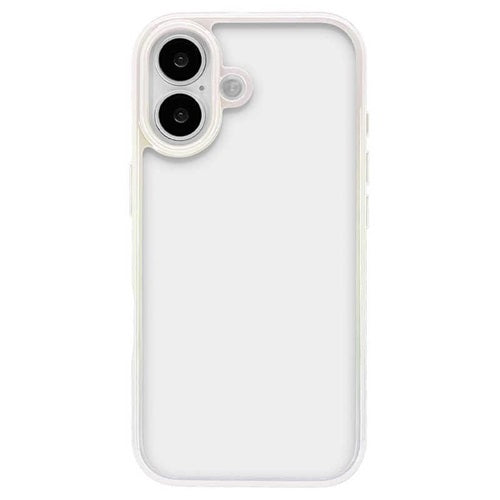 iPhone17 ケース カバー ハイブリッド 耐衝撃吸収 強い 頑丈 クリア 高透明 オーロラフレーム TPUバンパーケース ストラップホール ワイヤレス充電対応 ホワイト×クリア ラスタバナナ 8916IP5AHPWH