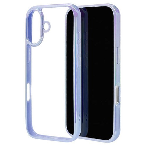 iPhone17 ケース カバー ハイブリッド 耐衝撃吸収 強い 頑丈 クリア 高透明 オーロラフレーム TPUバンパーケース ストラップホール ワイヤレス充電対応 パープル×クリア ラスタバナナ 8917IP5AHPPU