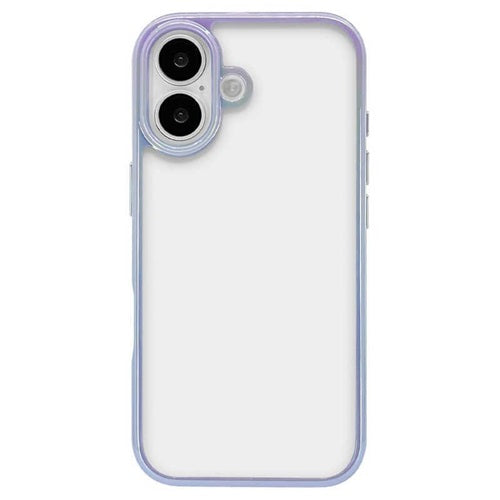 iPhone17 ケース カバー ハイブリッド 耐衝撃吸収 強い 頑丈 クリア 高透明 オーロラフレーム TPUバンパーケース ストラップホール ワイヤレス充電対応 パープル×クリア ラスタバナナ 8917IP5AHPPU