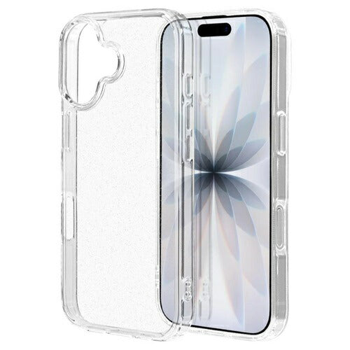 iPhone17 ケース カバー ハイブリッド 耐衝撃吸収 クリア 透明 TPUバンパーケース ストラップホール ワイヤレス充電 KAZARi TAI ラメクリア ラスタバナナ 8952IP5AHPCL