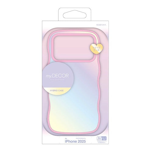 iPhone17 Pro ケース カバー ハイブリッド 耐衝撃吸収 TPUバンパーケース ストラップホール ワイヤレス充電対応 my.DECOR ホログラムピンク ラスタバナナ 9047IP5BHPPK
