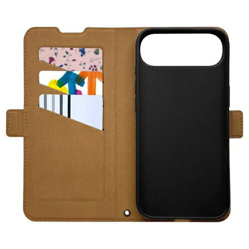 iPhone Air ケース カバー 手帳型 薄型 耐衝撃吸収 カード入れ スタンド機能 slim Fit サイドマグネット ネイビ－×ブラウン ラスタバナナ 9060IP5CBSMNVB