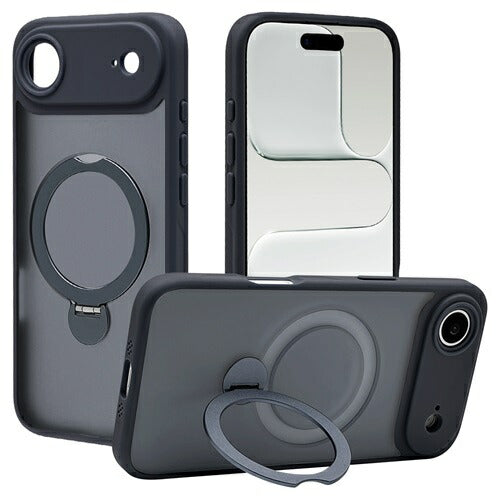 iPhone Air ケース カバー ハイブリッド ZEROSAFE Shaft MagSafe対応 マグネット充電 耐衝撃 MIL フロスト TPUバンパーケース リング付き 落下防止 ワイヤレス充電 フロストネイビー ラスタバナナ 9073IP5CZSFNV