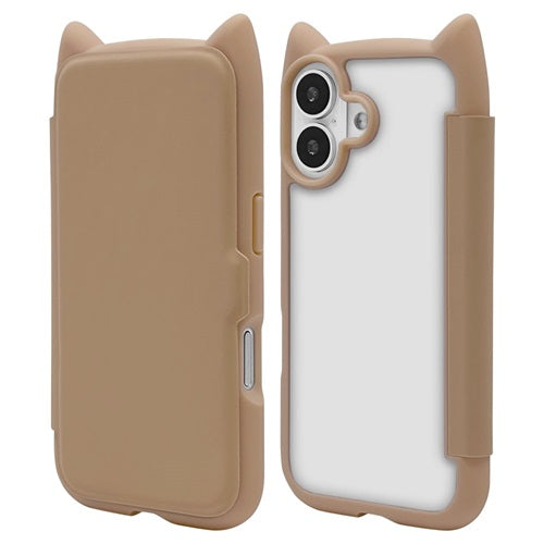 iPhone17 ケース カバー 手帳型 ハイブリッド フタ付き背面ケース mimi ネコミミ 耐衝撃 MIL 背面クリア TPUバンパーケース カード入れ ワイヤレス充電 トープ ラスタバナナ 9172IP5ABHPTA